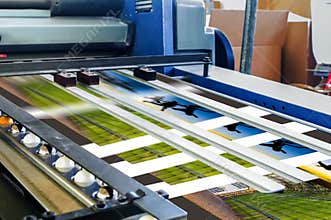 Offset printing machine during production