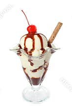 Vanilla Chocolate Ice Cream Sundae