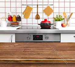 Wood texture table on kitchen bench background