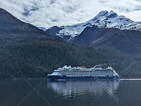 Endicott Arm Alaska 2026.05.25. - Celebrity Edge passing by in front of a natural Alaskan landscape