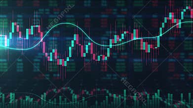 Financial investment trading data chart analyzing market fluctuations