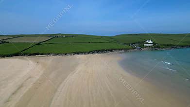 River Camel, near Padstow, North Cornwall, England: DRONE VIEWS: The River Camel and a beautiful beach at St George\'s Cove