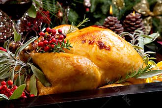 Christmas Turkey Prepared For Dinner