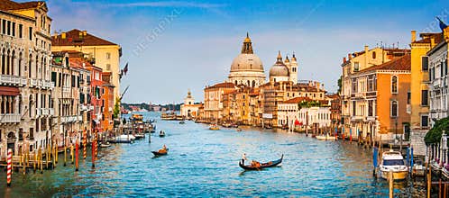 Canal Grande panorama at sunset, Venice, Italy