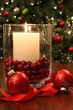 Christmas candle buring brightly