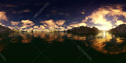 3d rendering of a big mountains lake panorama