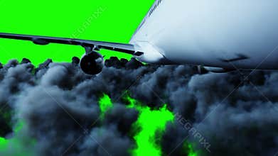 Passenger airbus a321 flying in the clouds. Green screen. Realistic 4K animation.