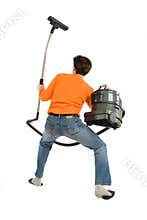 A Man With The Vacuum-cleaner