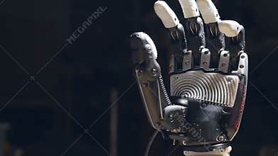Close up of the robot hand`s closing.