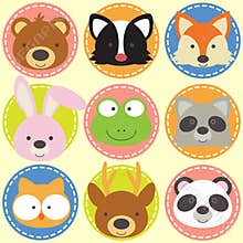 Set of animal faces