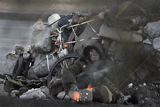 homeless in the cold winter