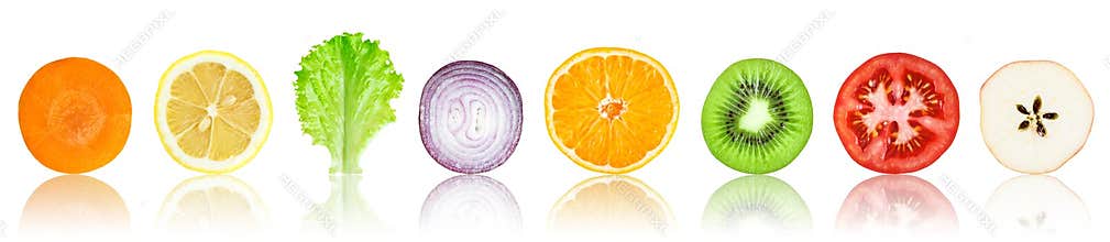 Fresh fruit and vegetable slices