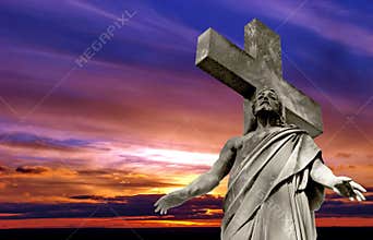 Marble Holy cross with crucified Jesus