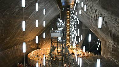 Entertainment zone in the salt mine Turda, Cluj, R