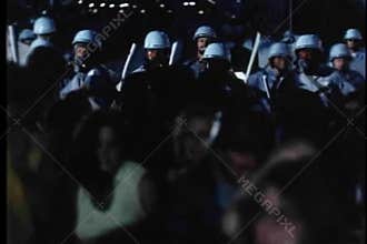 Policemen versus protestors during demonstration