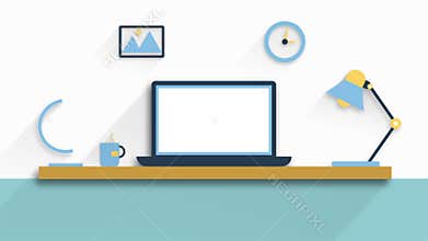 Animated modern office interior.