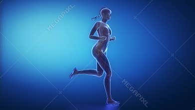 Running woman skeleton scan rotating