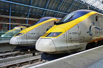 Eurostar train at the St Pancras station in London