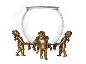 Cherubs Holding Glass Fish Bowl