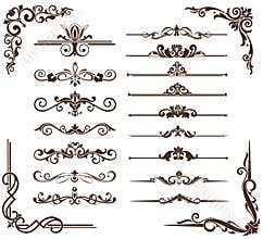 Vector vintage ornaments, corners, borders