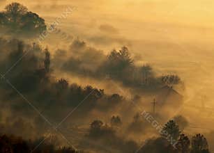 Fog at small village