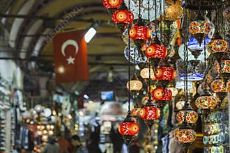 Various old lamps on the Grand Bazaar in Istanbul