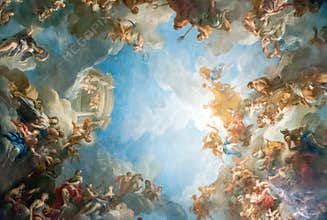 VERSAILLES PARIS, FRANCE - April 18 : Ceiling painting