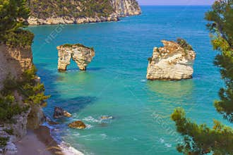 The most beautiful coasts of Italy:Baia dei Mergoli beach (Apulia).
