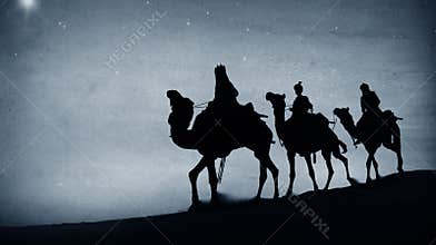 Three Kings Desert Star of Bethlehem Nativity Concept