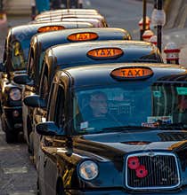 Line of London Taxi Cabs