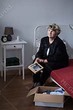 Grieving woman after funeral