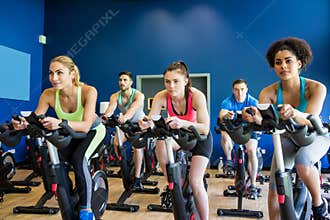 Fit people in a spin class