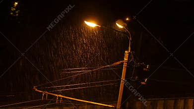 Rainy night , thunder, lightning. 4K UHD.
