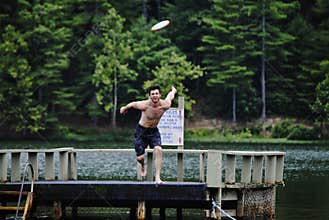 Jumping for a frisbee