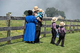 LANCASTER, USA - JUNE 25 2016 - Amish people in Pennsylvania