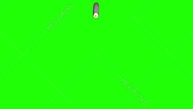 Flying asteroid, meteorite to Earth. green screen footage