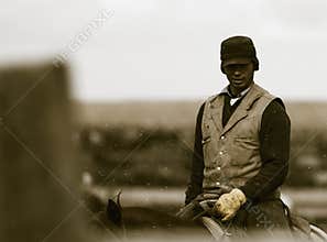 Working the Feedlot. An American Cowboy