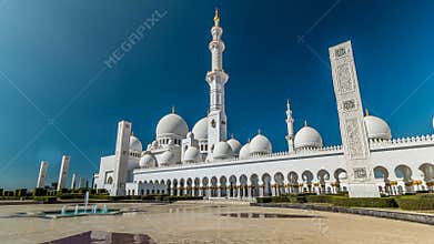 Sheikh Zayed Grand Mosque timelapse hyperlapse located in Abu Dhabi - capital city of United Arab Emirates.