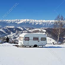 Caravan in the snow