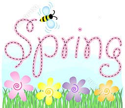 Spring Flowers and Bee/eps