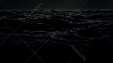 Sea Storm in the Middle of the Ocean with Big Waves and Lightnings