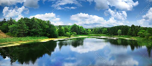 Big lake on the top of the mountain