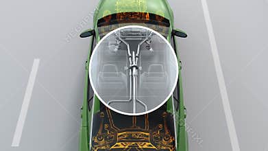 City car structure overview during driving. 4k