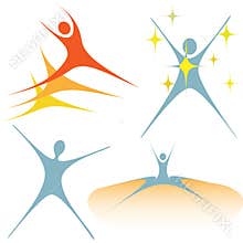 Enthusiastic swoosh people as set of symbols