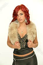 Portrait of a beautiful glamorous girl with futr collar