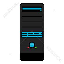 PC Tower Case Desktop Flat Icon on White