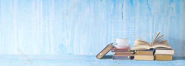Open book, cup of coffee,reading, literature, education
