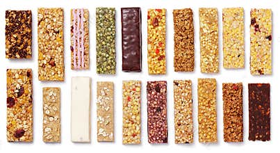 Set of granola bars muesli or cereal bar isolated on white