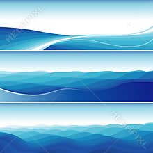 Set Of Blue Abstract Wave Backgrounds