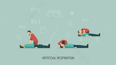 First aid emergency treatment video footage